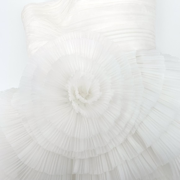 Aje Dress Expressive Mini White Strapless Pleated Ruffles Wedding Bride Large 8 - Picture 8 of 13